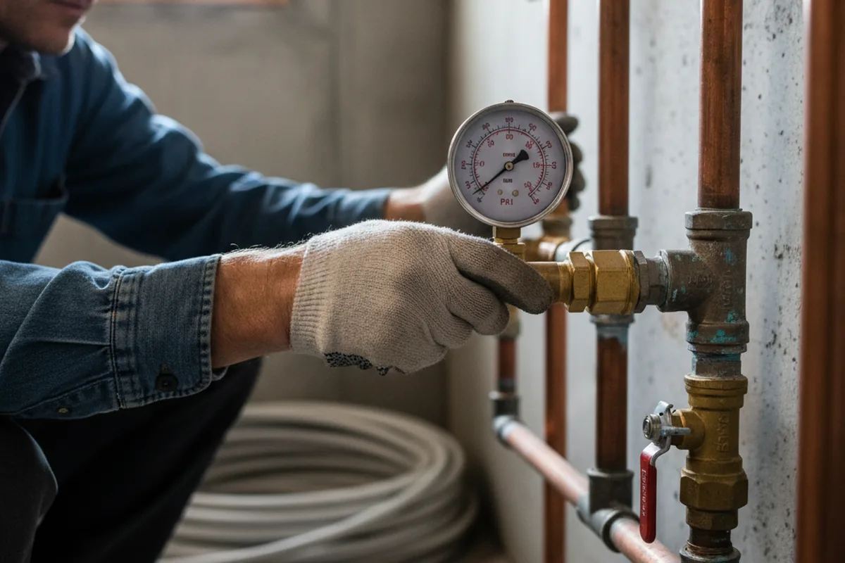 Pressure testing a repaired line during Water Line Repair in Stratton